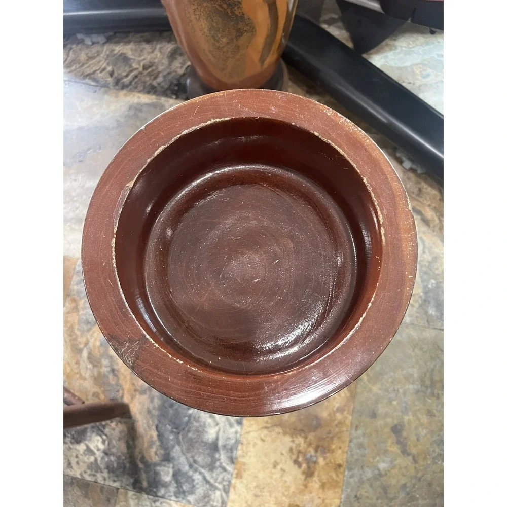 Handcrafted Turned Wooden Vase Urn Tall Brown Decorative Wood Vessel